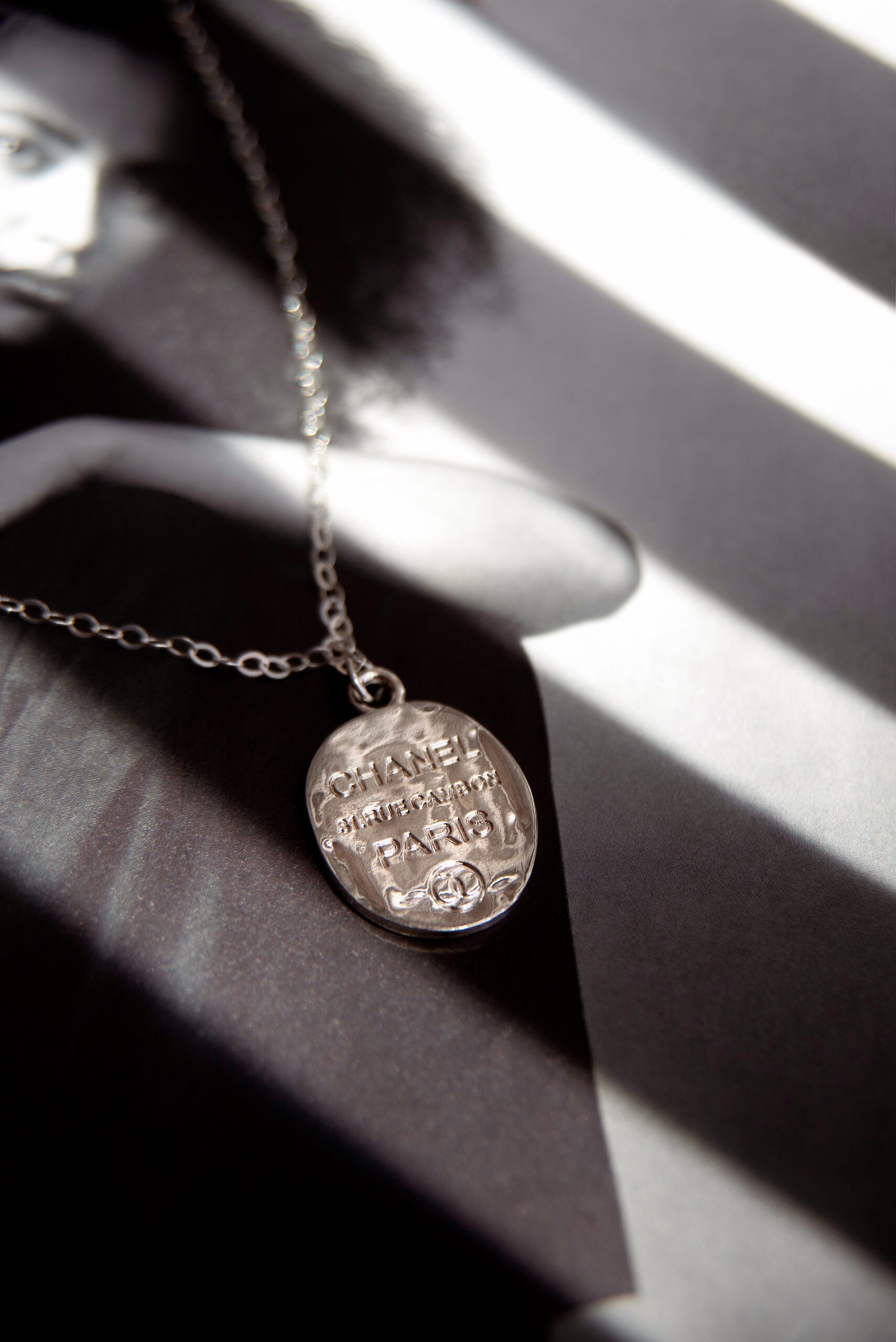 Silver Chanel Tag Necklace image 0