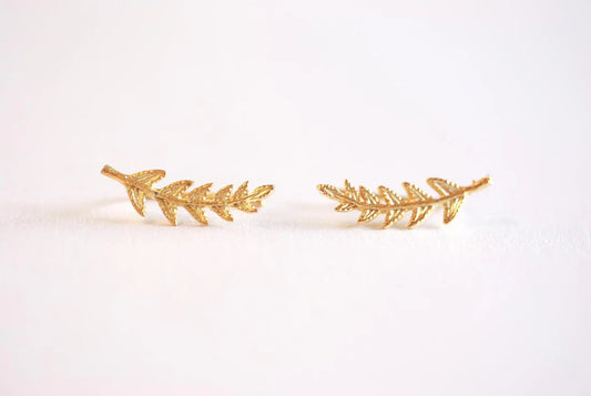 Matte Sterling Silver Leaf Ear Climbers image 0