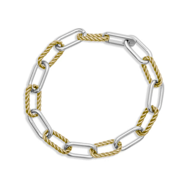 Mens Twist Chain Mixed Metal Bracelet image 1