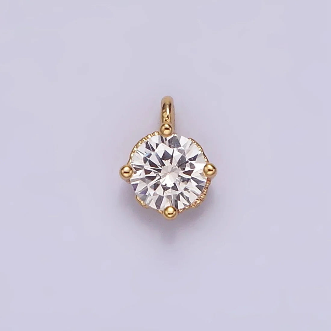 Clear Cubic Zirconia Minimalist Round Mini Charm image 0