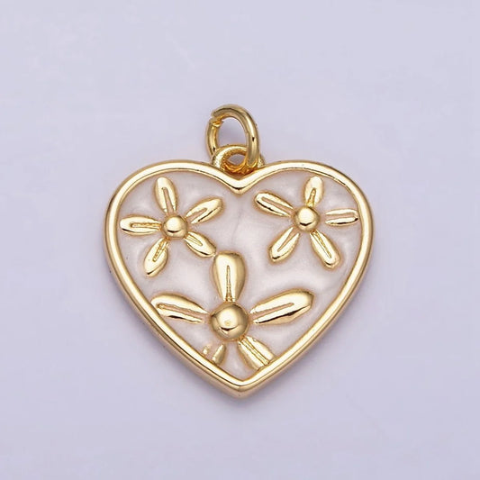 Triple Flower Heart Charm image 0
