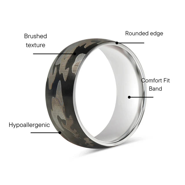 Stainless Steel Camouflage Blank Ring image 2