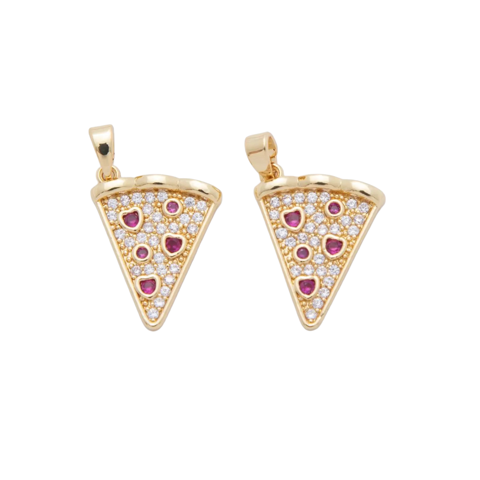 Micro Paved CZ Pepperoni Pizza Slice Pendant image 0