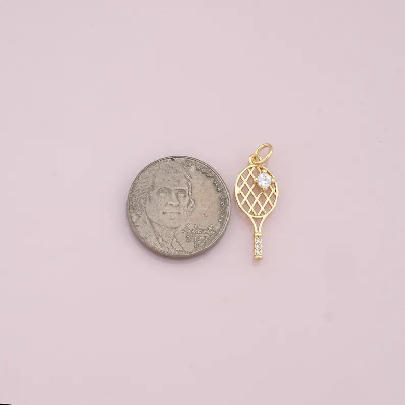 Gold Filled Tennis Racket Charm image 0